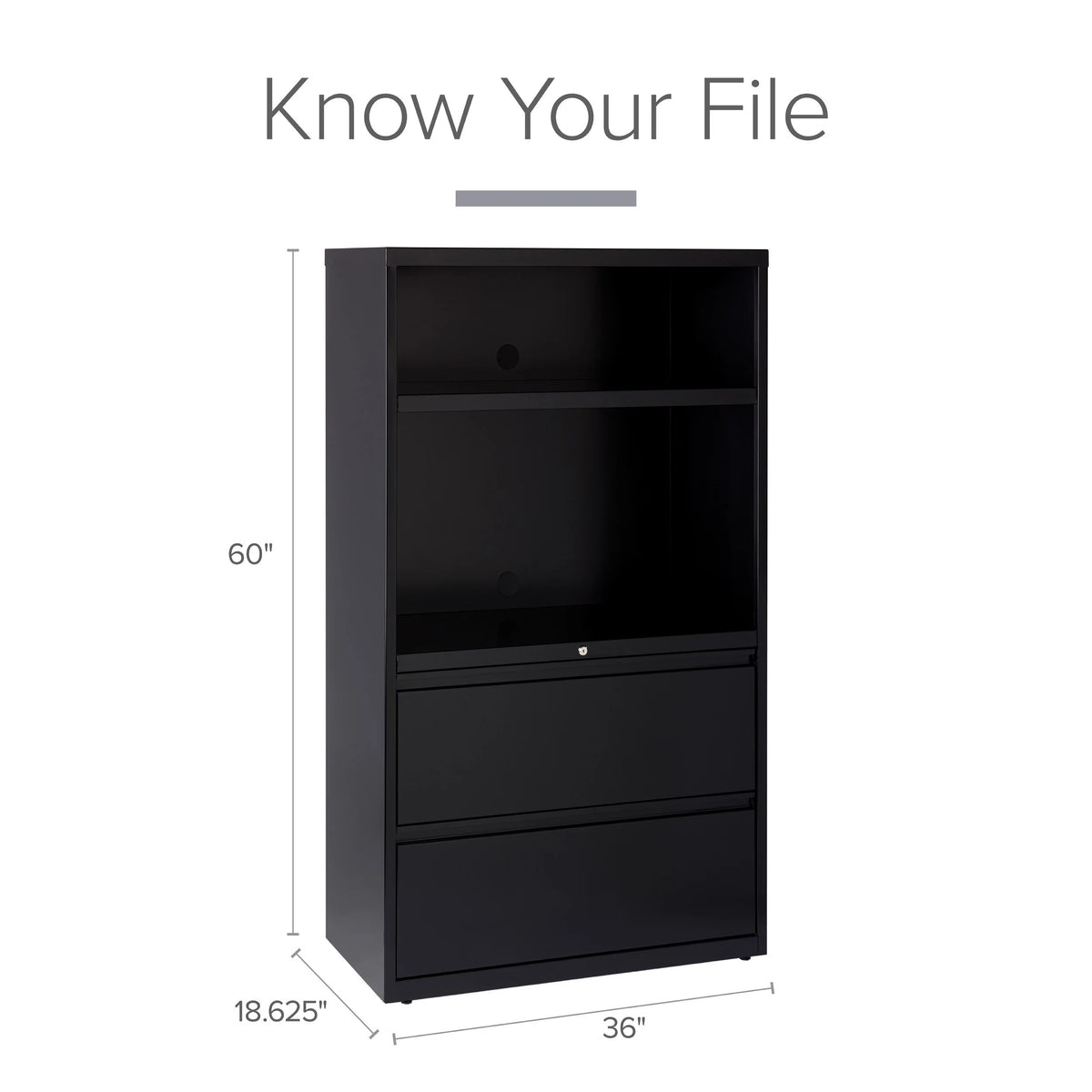 36 inch Wide 2 Drawer Metal File Cabinet, Black P21104