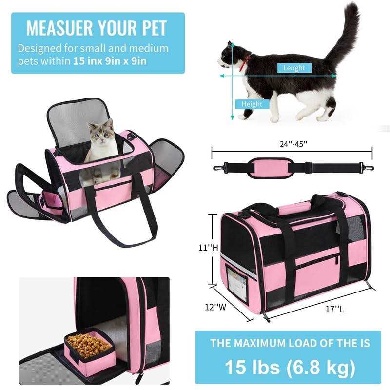 Cat Carrier Airline Approved for Small Dogs Medium Cats Under 15 Lbs U604858