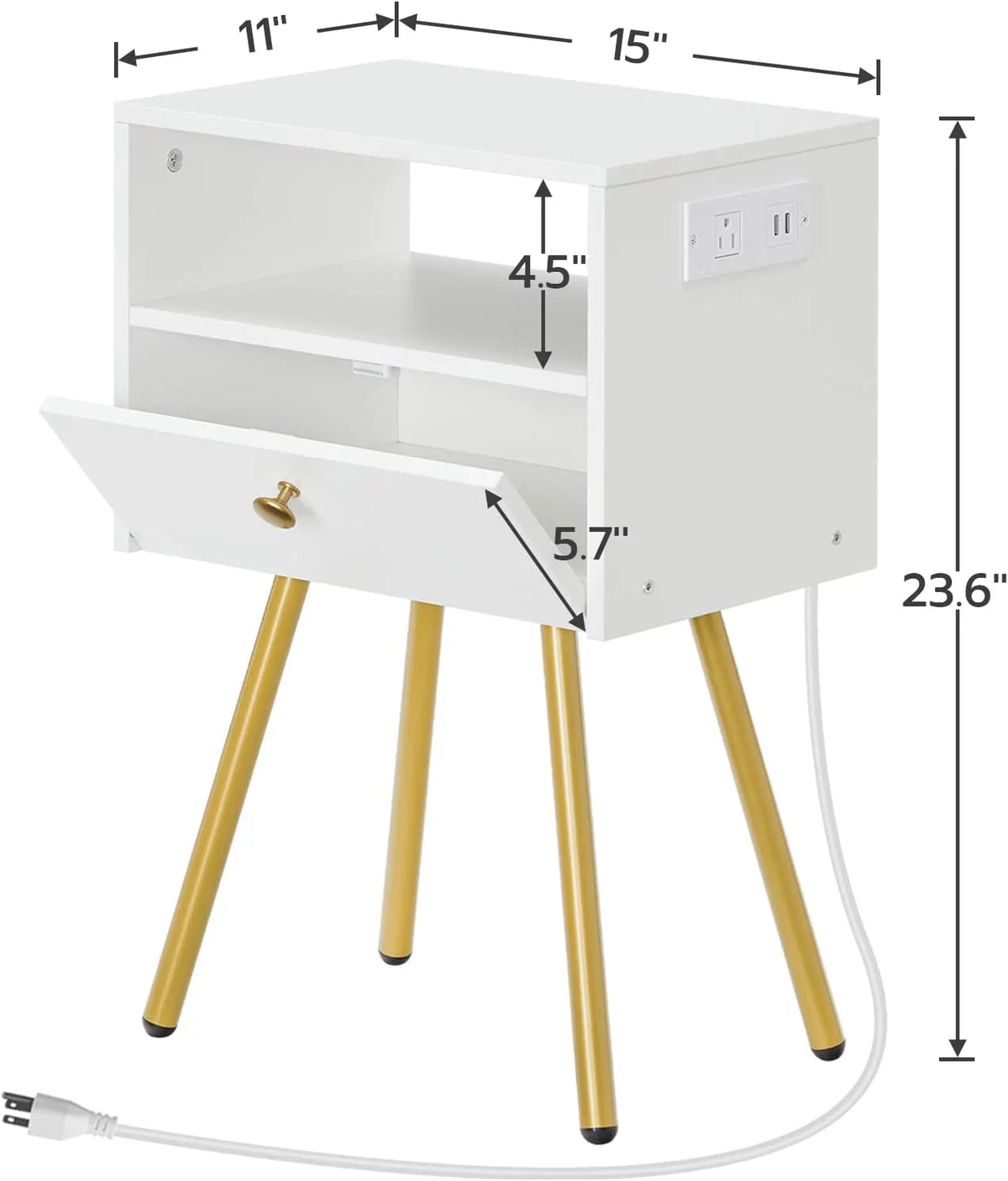 Set of 2 Nightstands with USB Ports and Outlet K4812