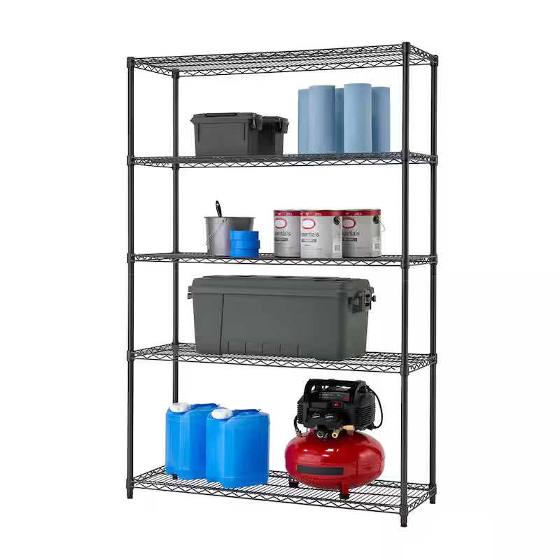 Black 5-Tier Steel Wire Shelving Unit X880