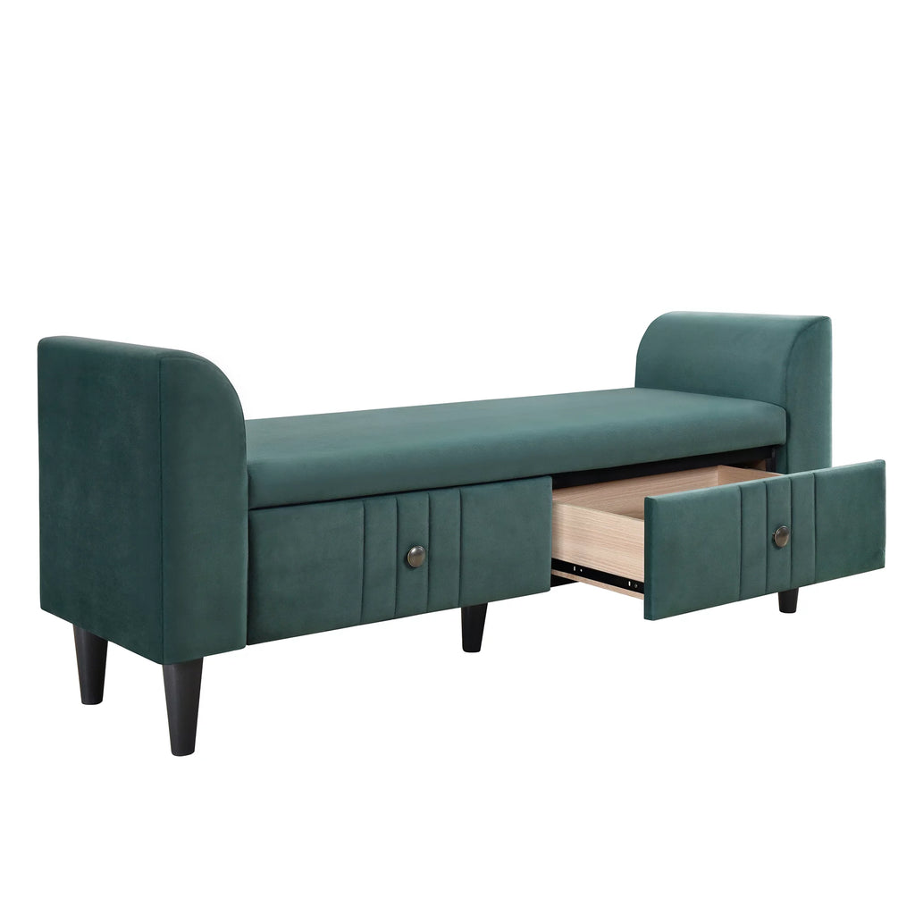 Queen Size Upholstered Platform Bed with 2 Nightstands and Storage Bench G7616