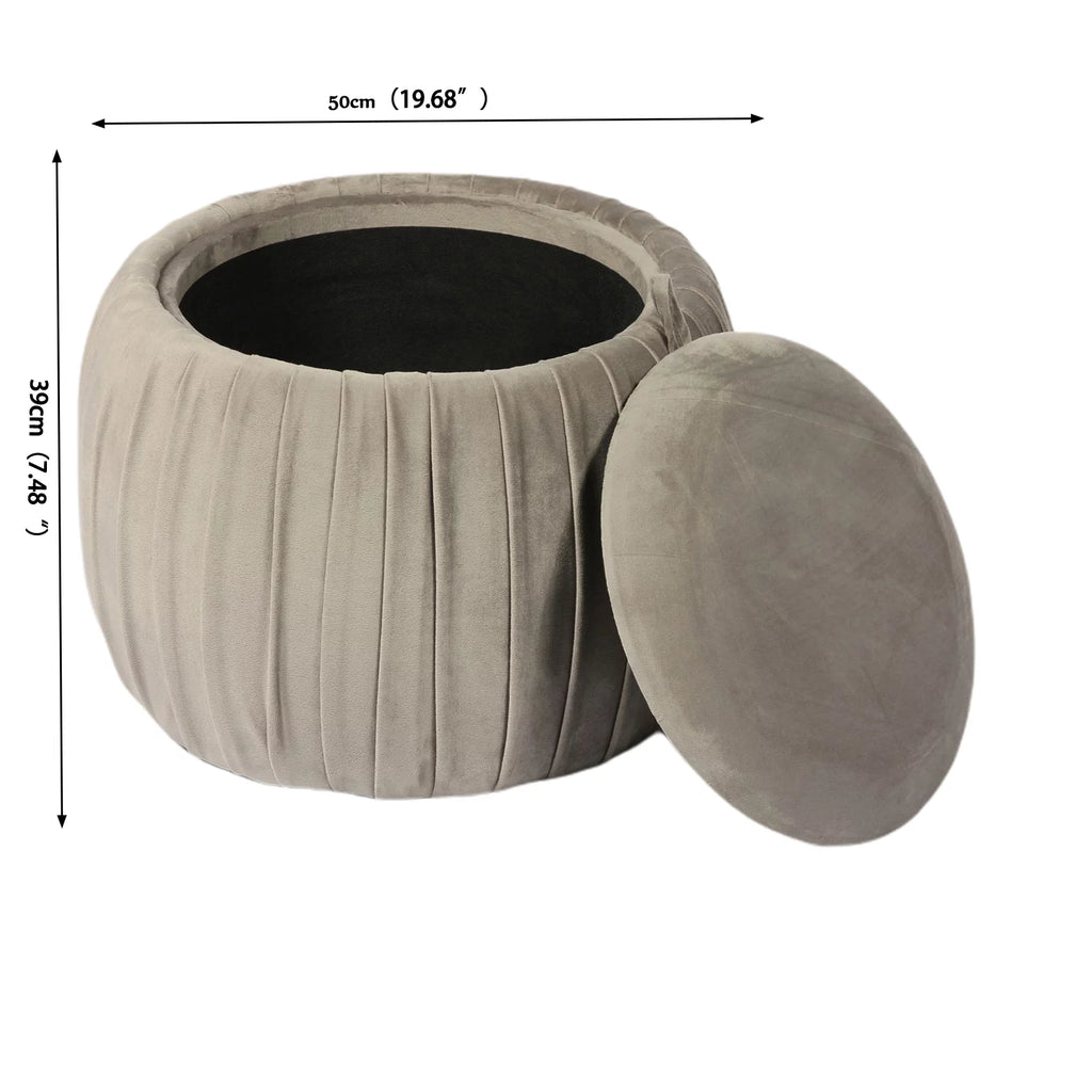 Grey Round Storage Ottoman Z9150