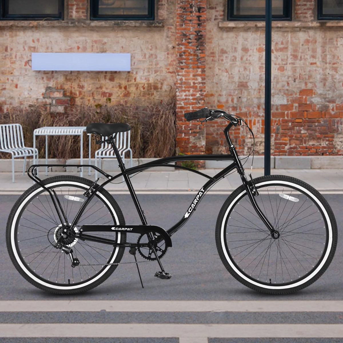 26 inch 7 Speed Black Cruiser Bike V265
