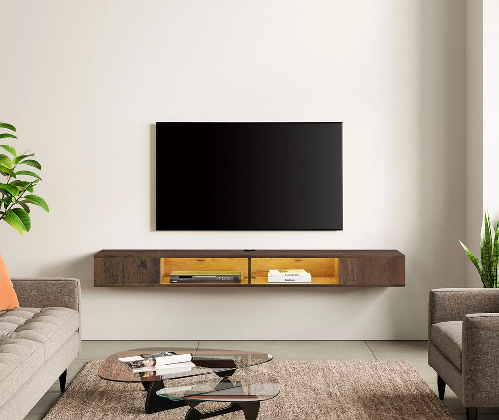 Brown Floating TV Stand for 65/75/80 Inch TV C45744