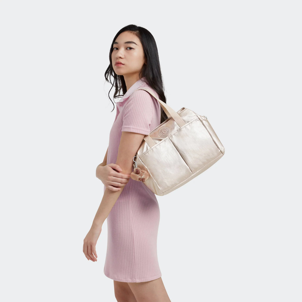 Metallic Shoulder Bag with Adjustable Strap N8433