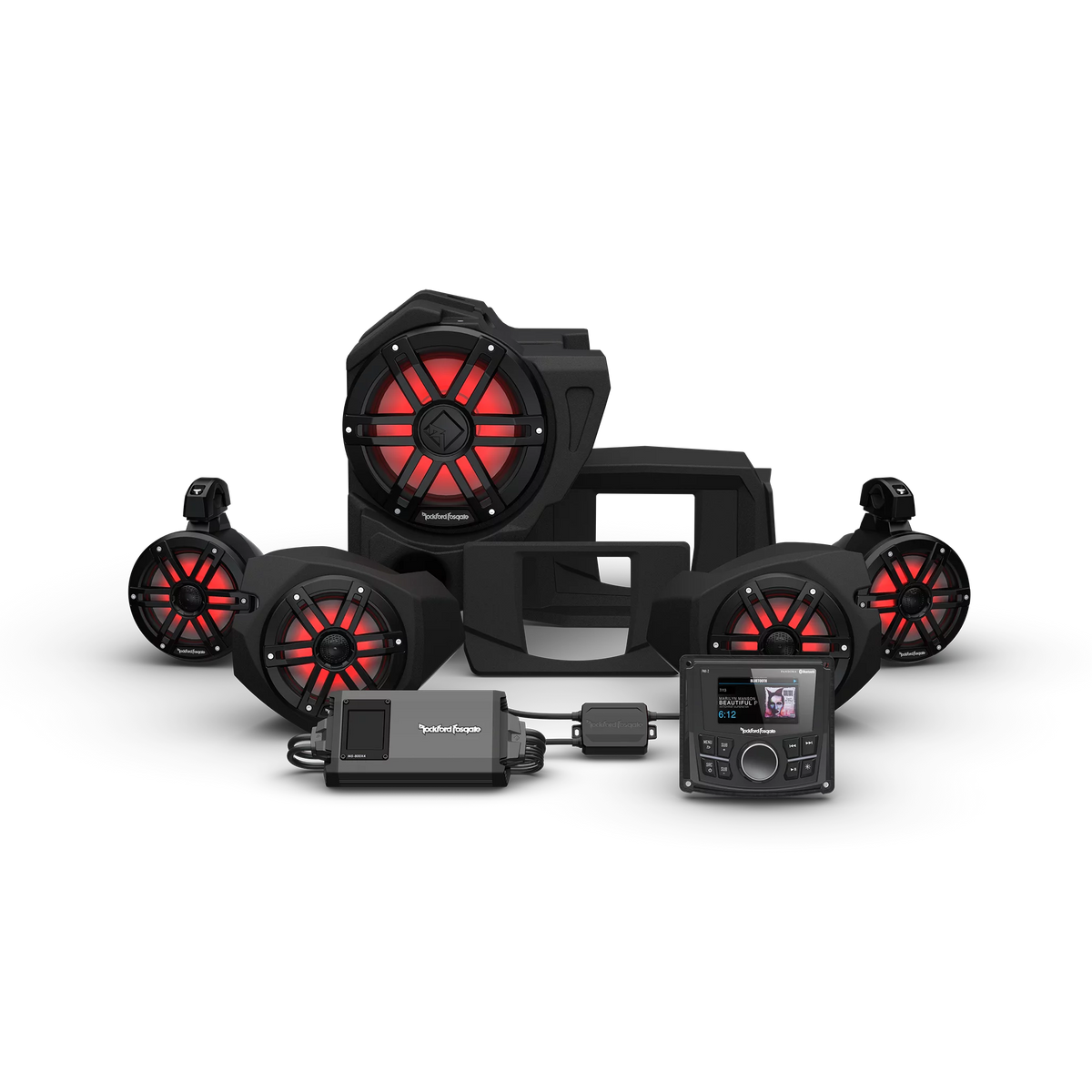 Audio Kit: Receiver, 800-Watt Amp, LED Lighted Front Speaker, Subwoofer & Rear Speaker Kit K245327