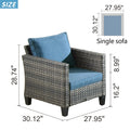 2-piece High-back Wicker Single Chairs Denim Blue K40440