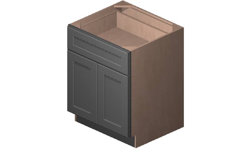Grey 2 Doors 1 Drawer Base Cabinet S595180