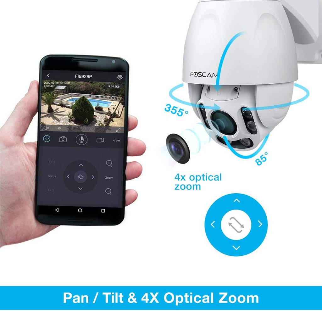 White Outdoor PTZ 4x Optical Zoom HD 1080P WiFi Security Camera P45525