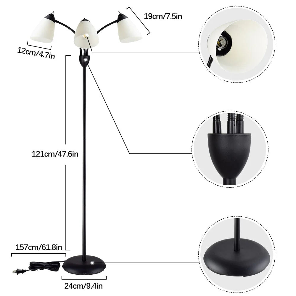 Black Tree Floor Lamp with 3 Adjustable Rotating Lights G233221