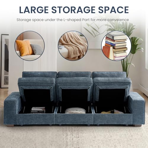 100" Chenille Fabric Modular Sofa with Seats Storage M592