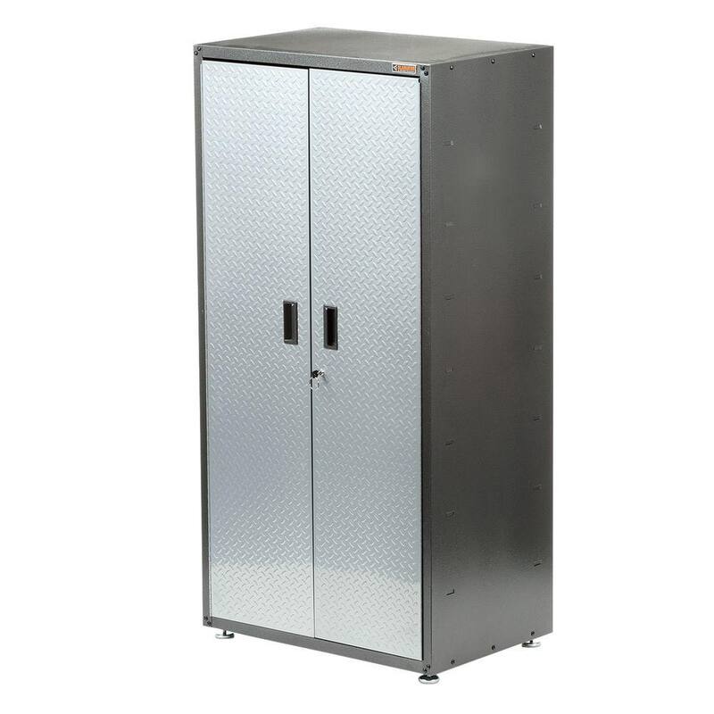 Steel Freestanding Garage Cabinet in Silver Tread I41039