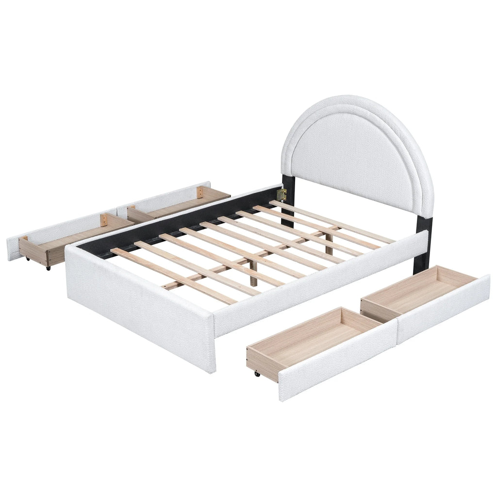 Upholstered Platform Bed With Four drawers Full W2292