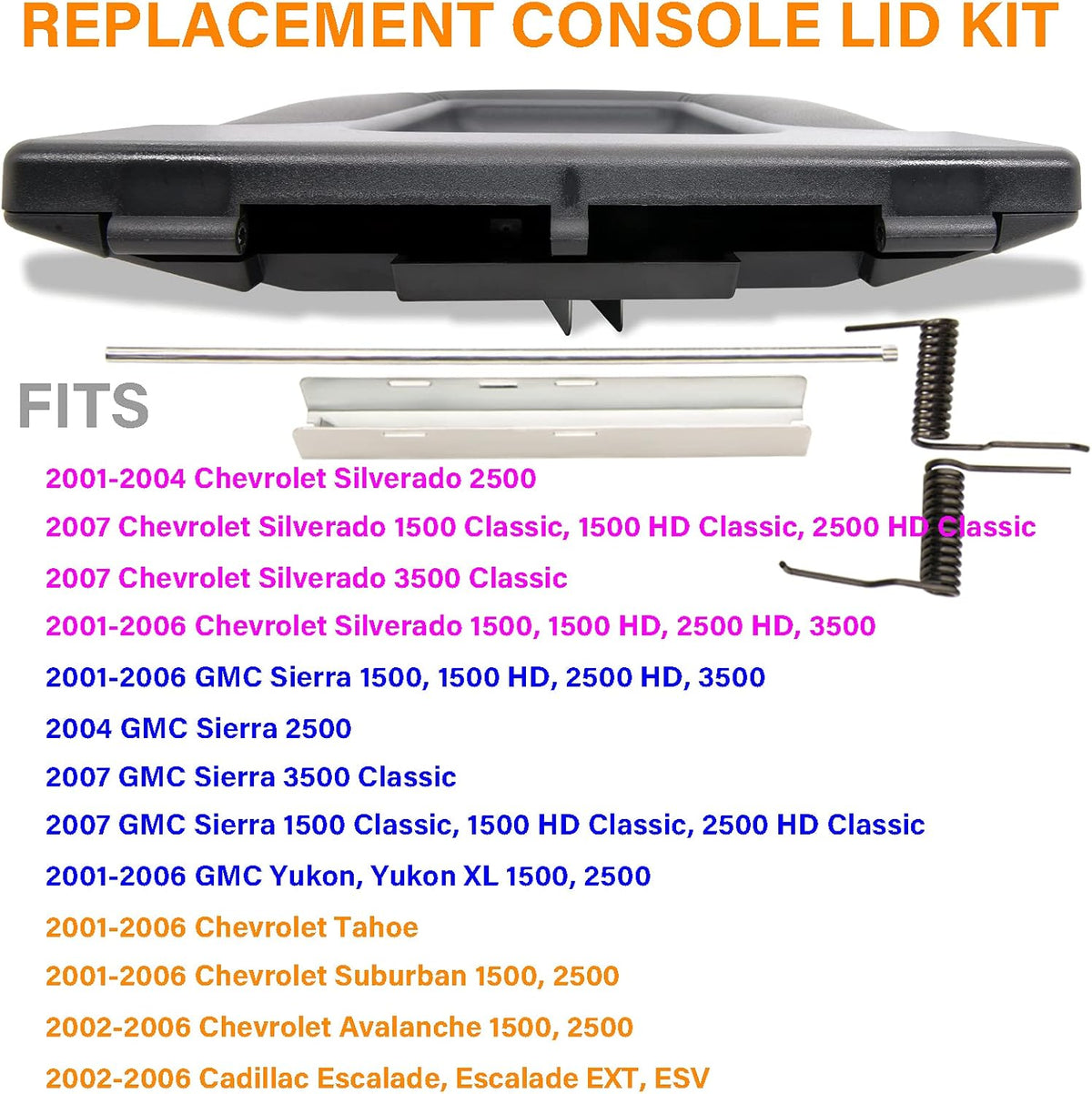 Center Console Lid Replacement Kit Dark Gray Pack of 2 E929