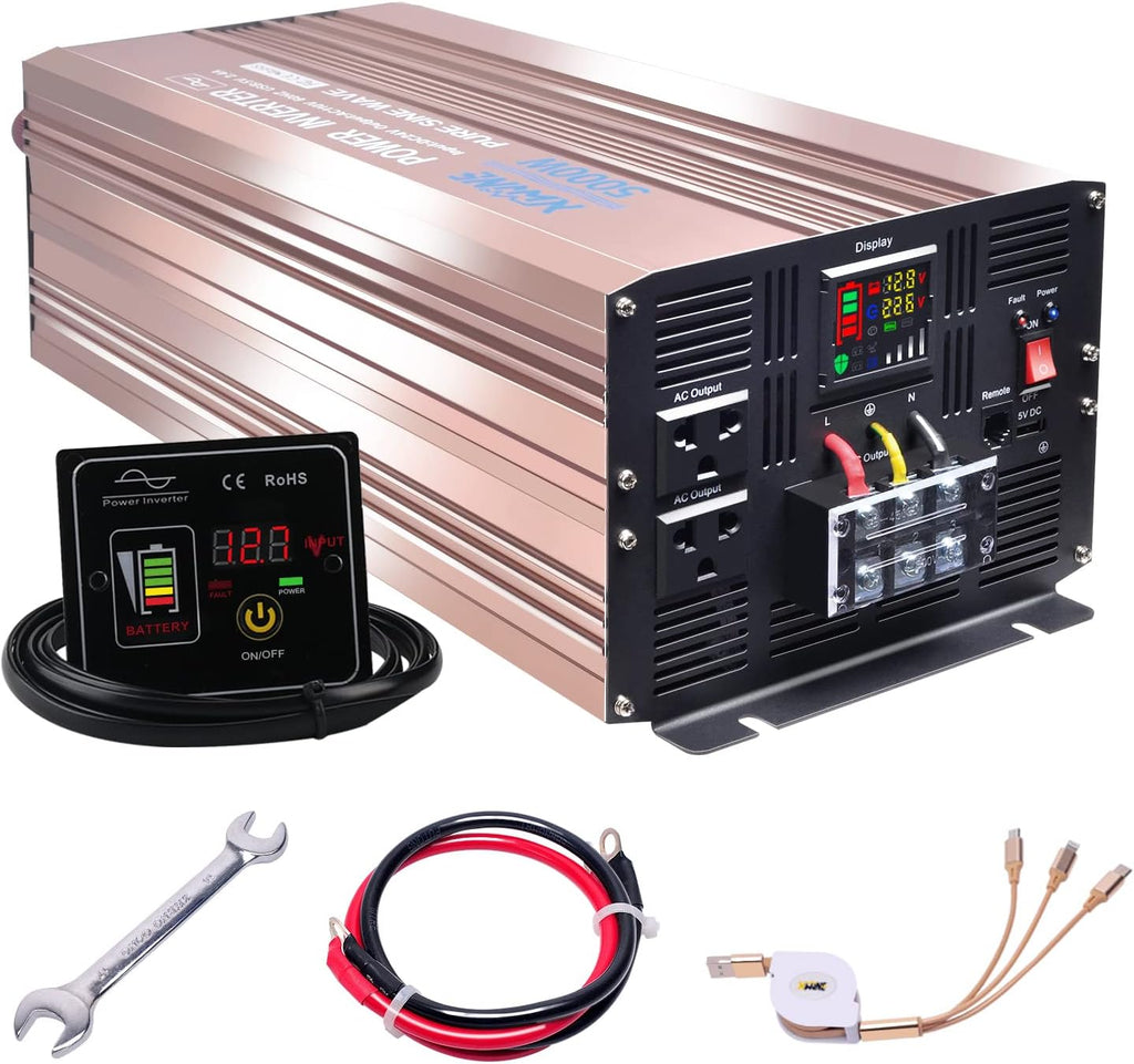 5000 Watts Pure Sine Wave Power Inverter 24V to 110V with Remote Control and LED Display V66935