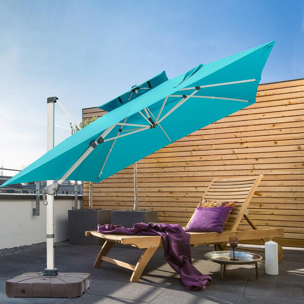 10 x 10 FT Square Cantilever Umbrella with Cross Base and Cover G6033