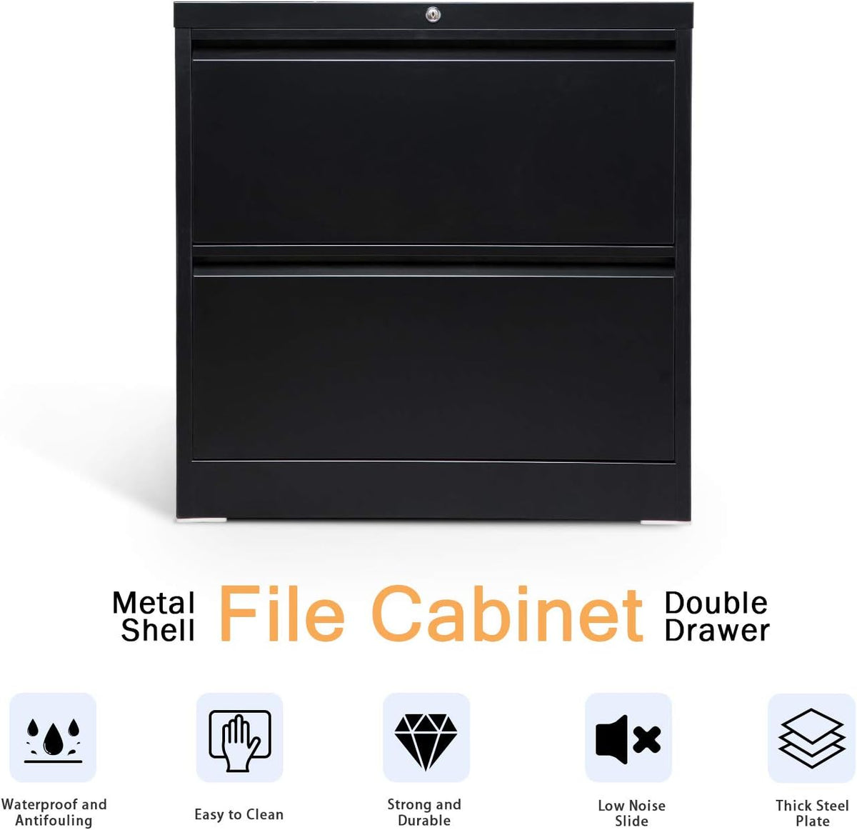 2 Drawer Metal File Cabinet with Lock C887
