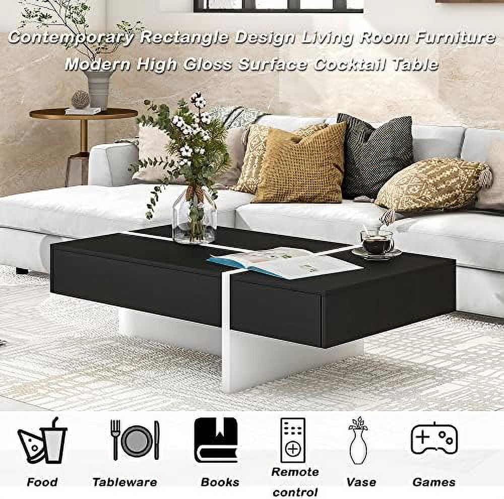 Black Coffee Table with Drawer H7488