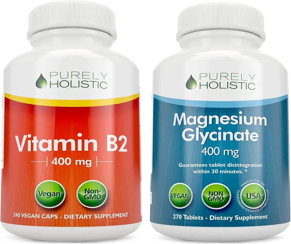Vitamin B2 Riboflavin 400mg + Magnesium Glycinate 400mg 510 Vegan Capsules O653