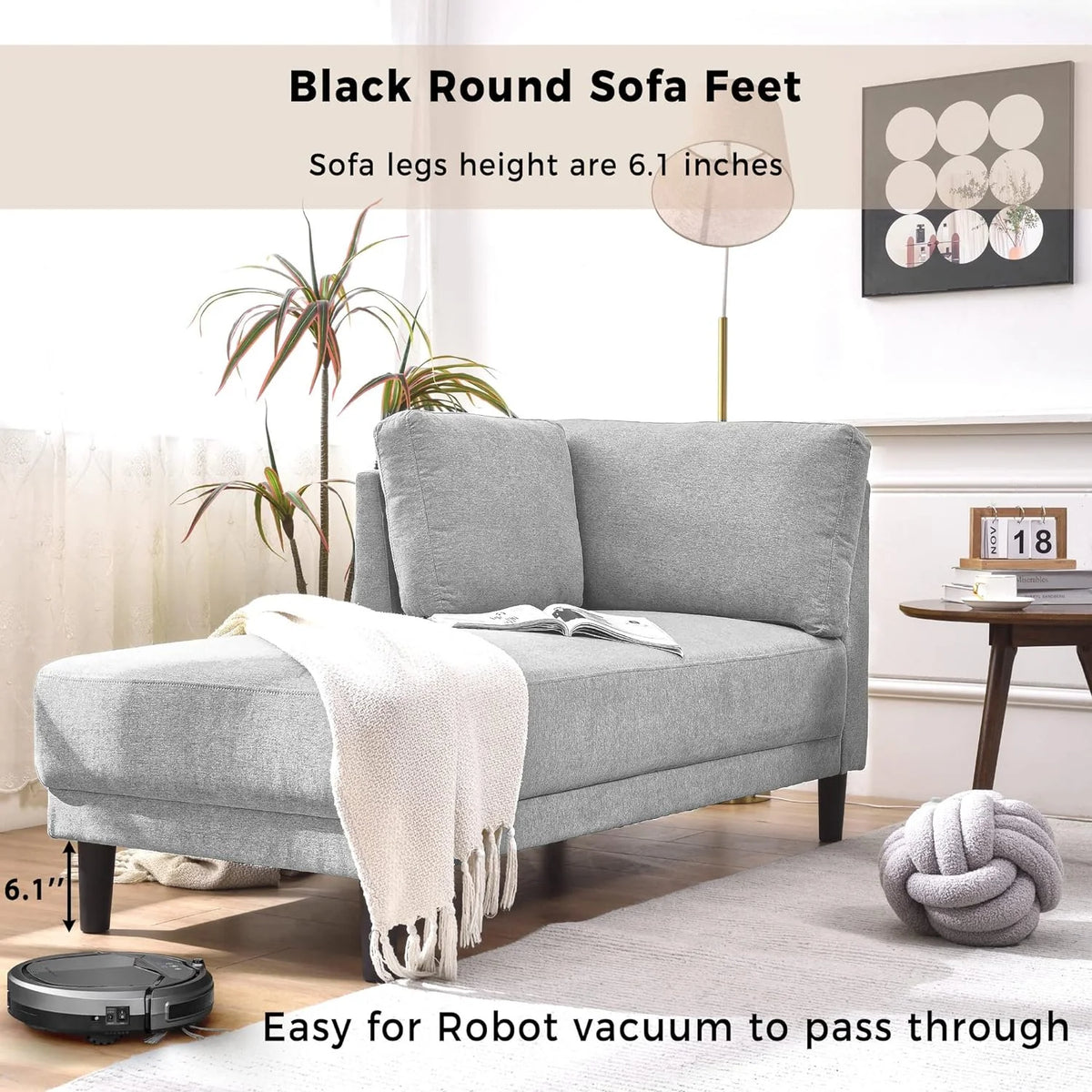Gray Fabric Upholstered Corner Lounge Chair R968287