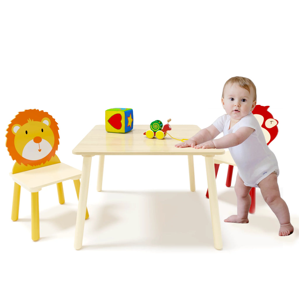 Kids Table & Chair Set, 3 Pieces Solid Wood B225884