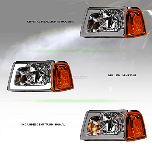Compatible With 2001-2011 Ford Ranger LED Strip Bar Headlights With Signal Corner Lamps 4-Pieces N264878