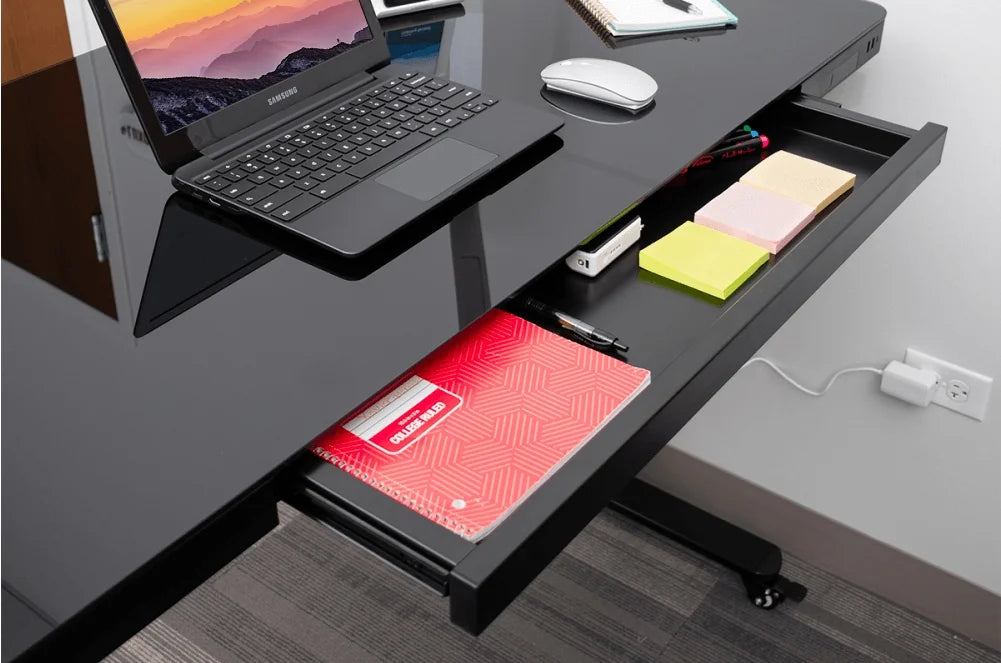 Black Glass Adjustable Height Electric Standing Desk C768672