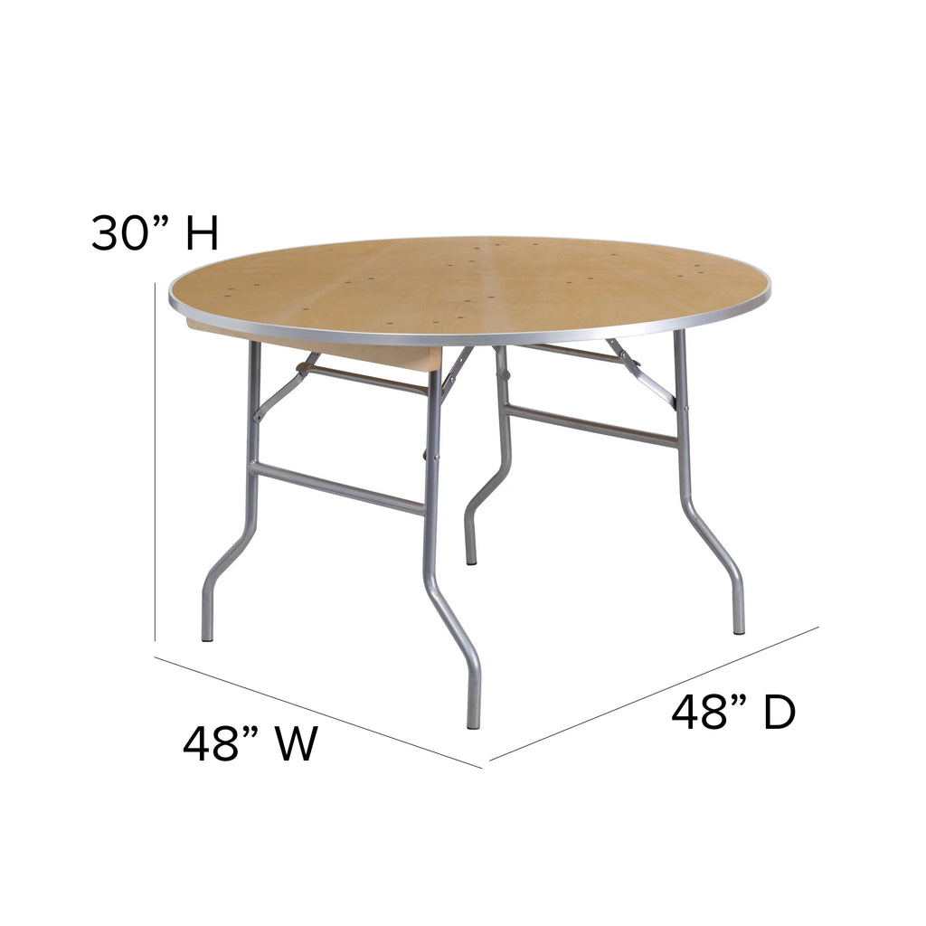 4-Foot Round Heavy Duty Birchwood Folding Banquet Table M286