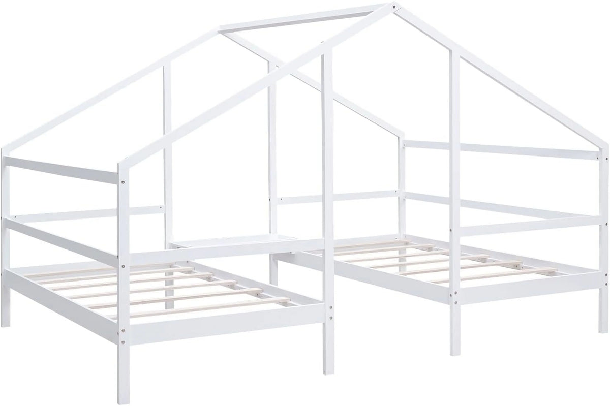 Solid Wood White Kids Bed Frame with Rails J336