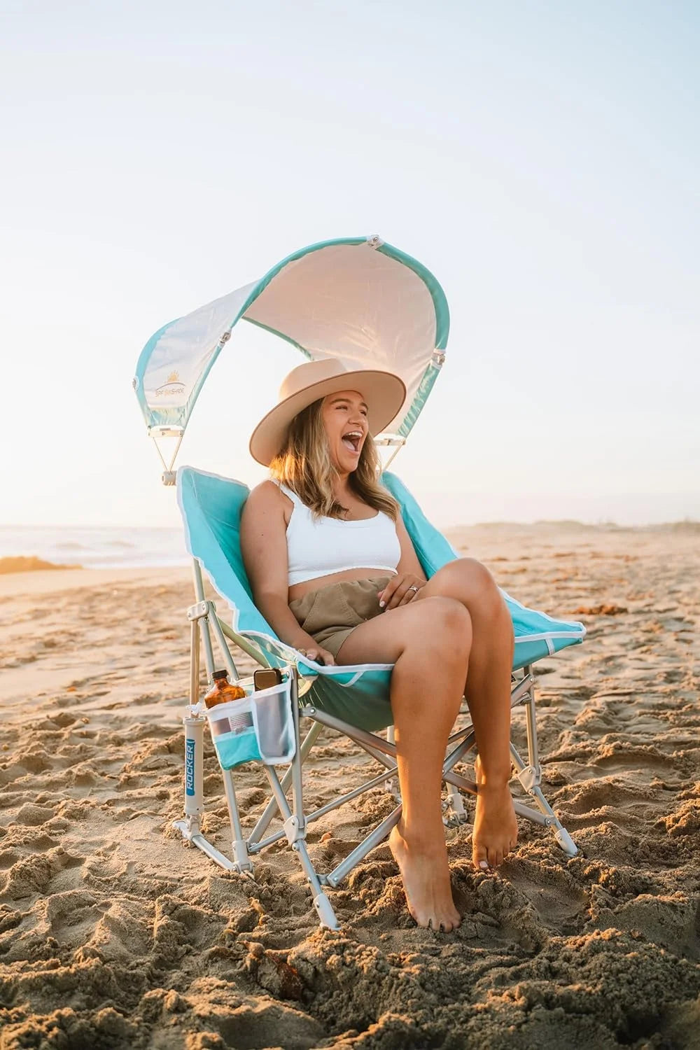 Seafoam Green Folding Rocking Camp Chair S5382