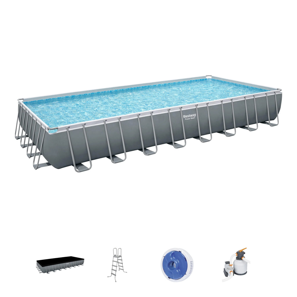 Power Steel 31'4 x 16' x 52 Rectangular Above Ground Pool Set G47998