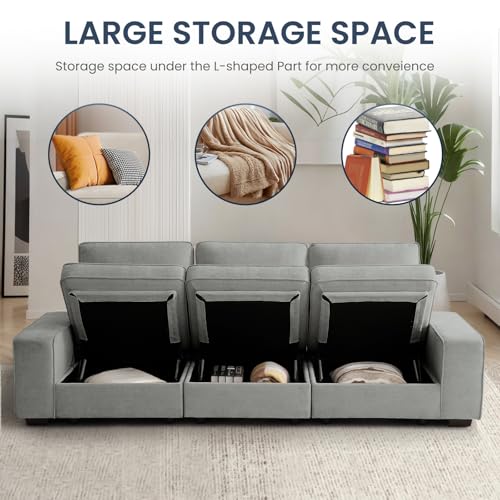 100" Chenille Fabric Modular Sofa with Seats Storage M592