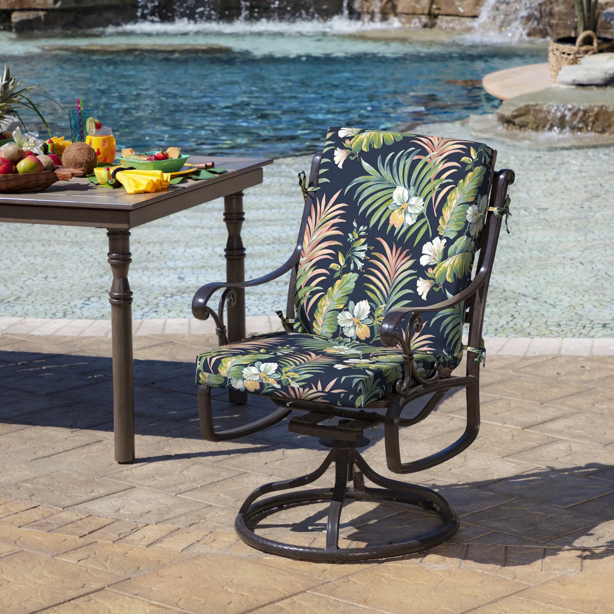 Blue Tropical Outdoor Dining Chair Cushion 20 x 20 D881346