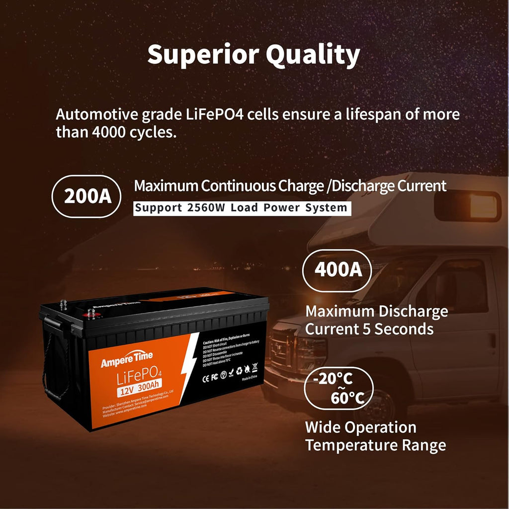 12V 300Ah Lithium LiFePO4 Battery with 200A BMS B18429