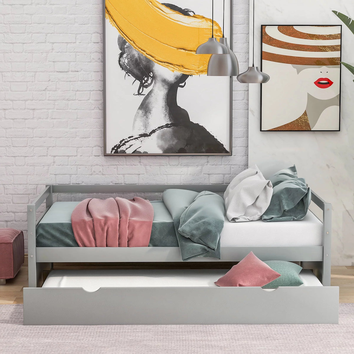 Twin Size Gray Daybed with Trundle B55888