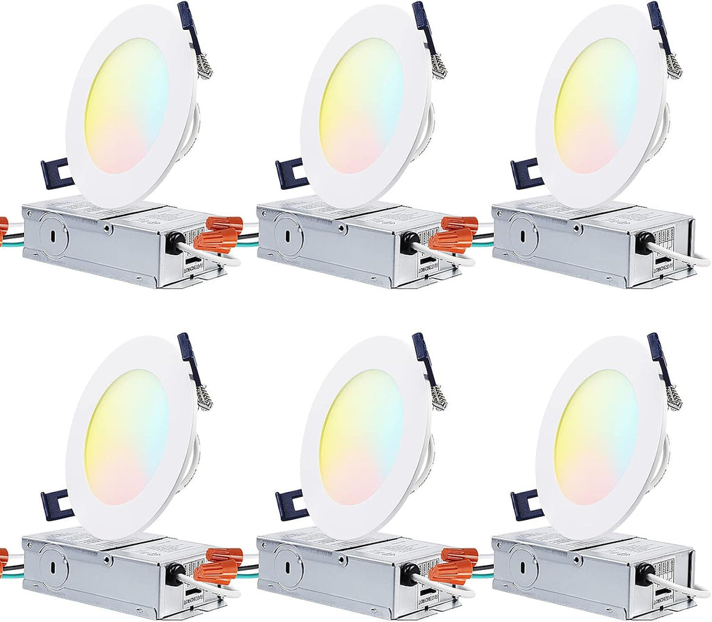 4 Inch Selectable Dimmable Ultra-Thin LED Recessed Light, Pack of 6 V509