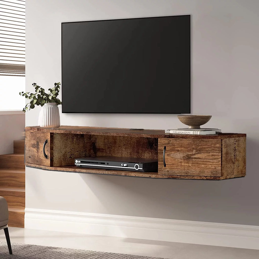 Brown Floating TV Stand with Storage P6640
