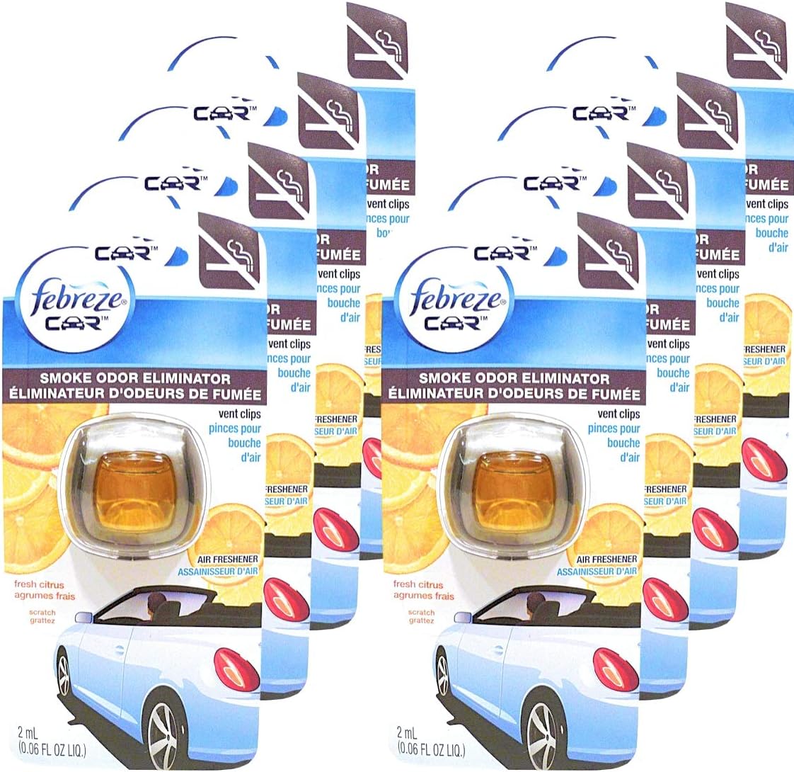 Car Vent Clips Smoke Odor Eliminator, Fresh Citrus Scent, Pack of 8 X52187