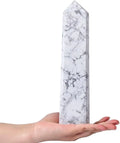 White Howlite Stone Tower Hexagonal Column Crystal Wand F498