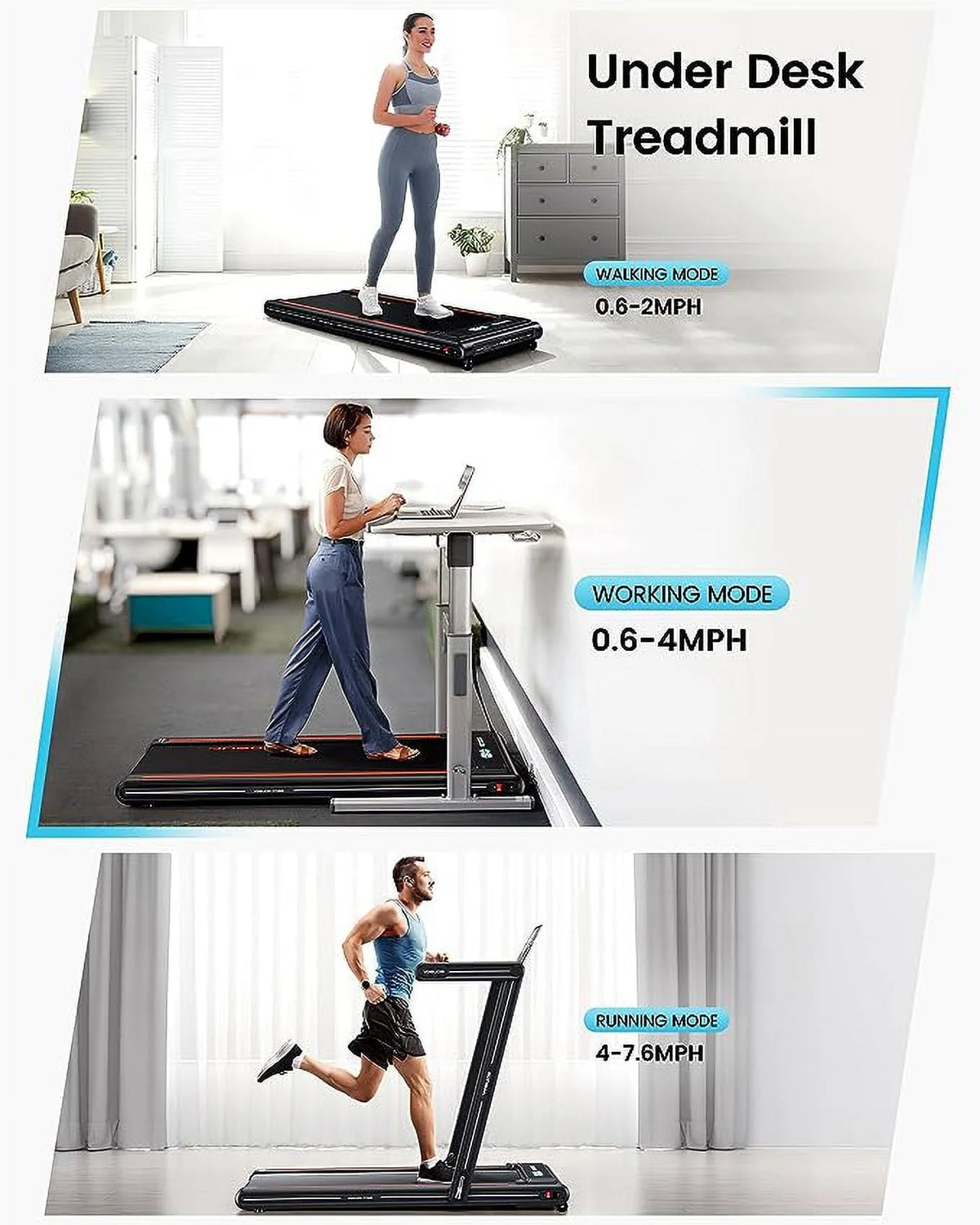 2.5HP Walking Pad Treadmill with Remote Control X341