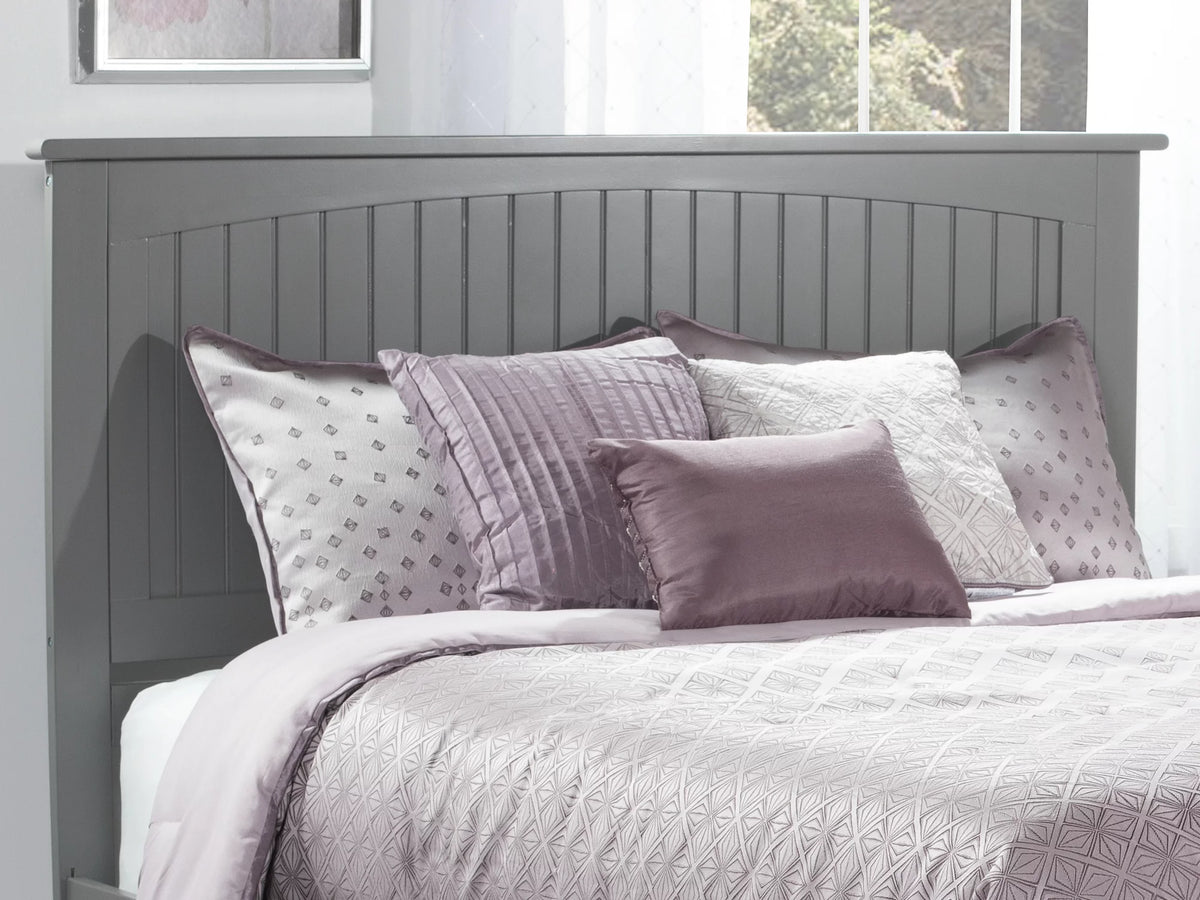 Queen Wood Panel Headboard with Device Charger in Gray S406