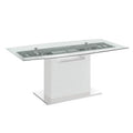 71 in. Clear Glass & High Gloss White Lacquer Dining Table Q581
