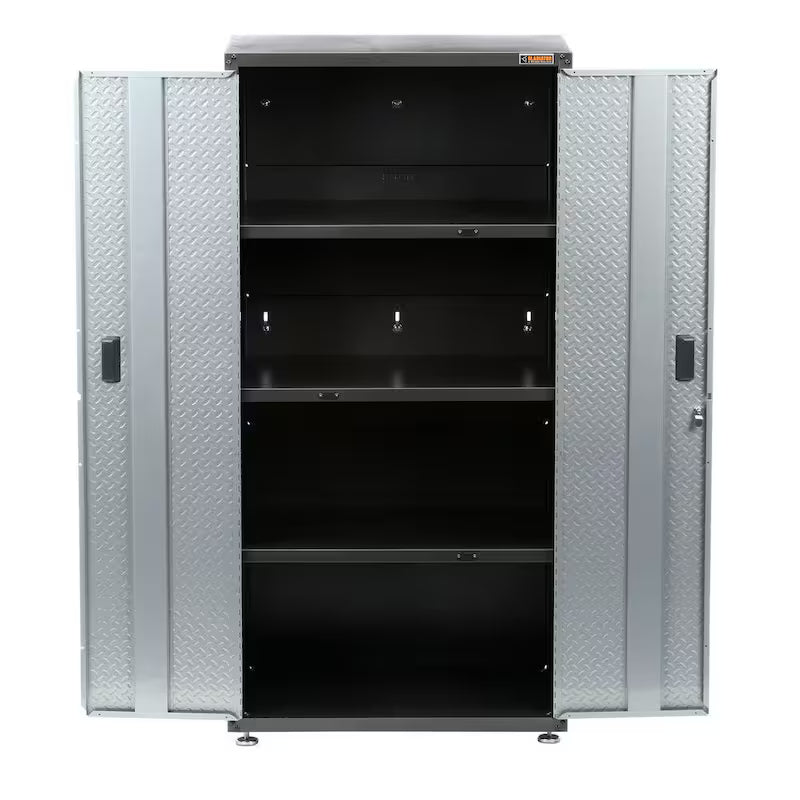 Steel Freestanding Garage Cabinet in Silver Tread I41039