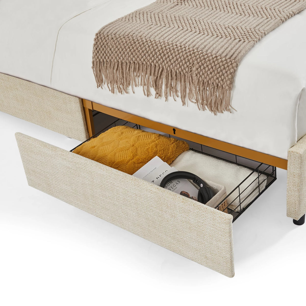 Camel Storage Bed with Drawers P11207