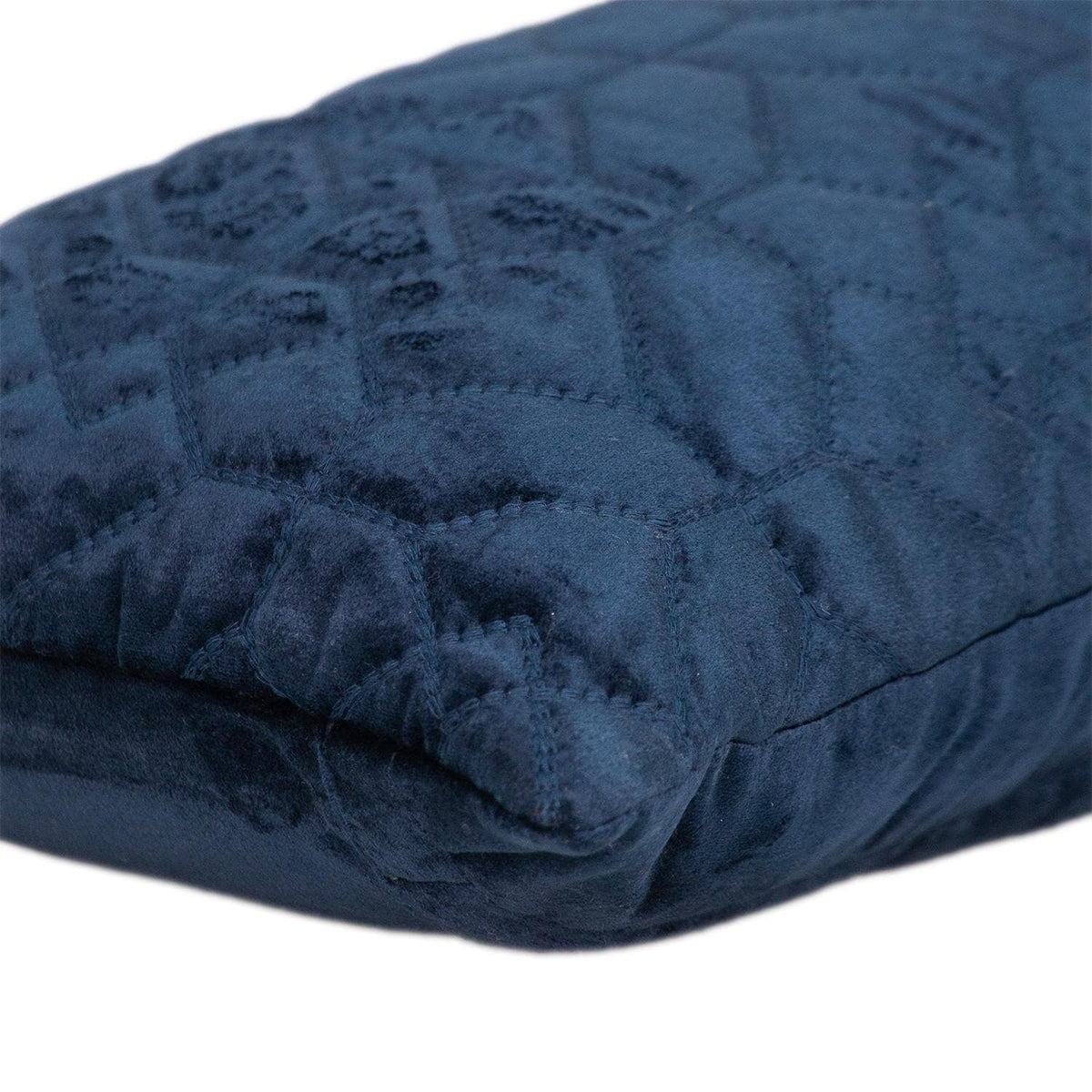 Navy Quilted Velvet Lumbar Decorative Pillow W383246