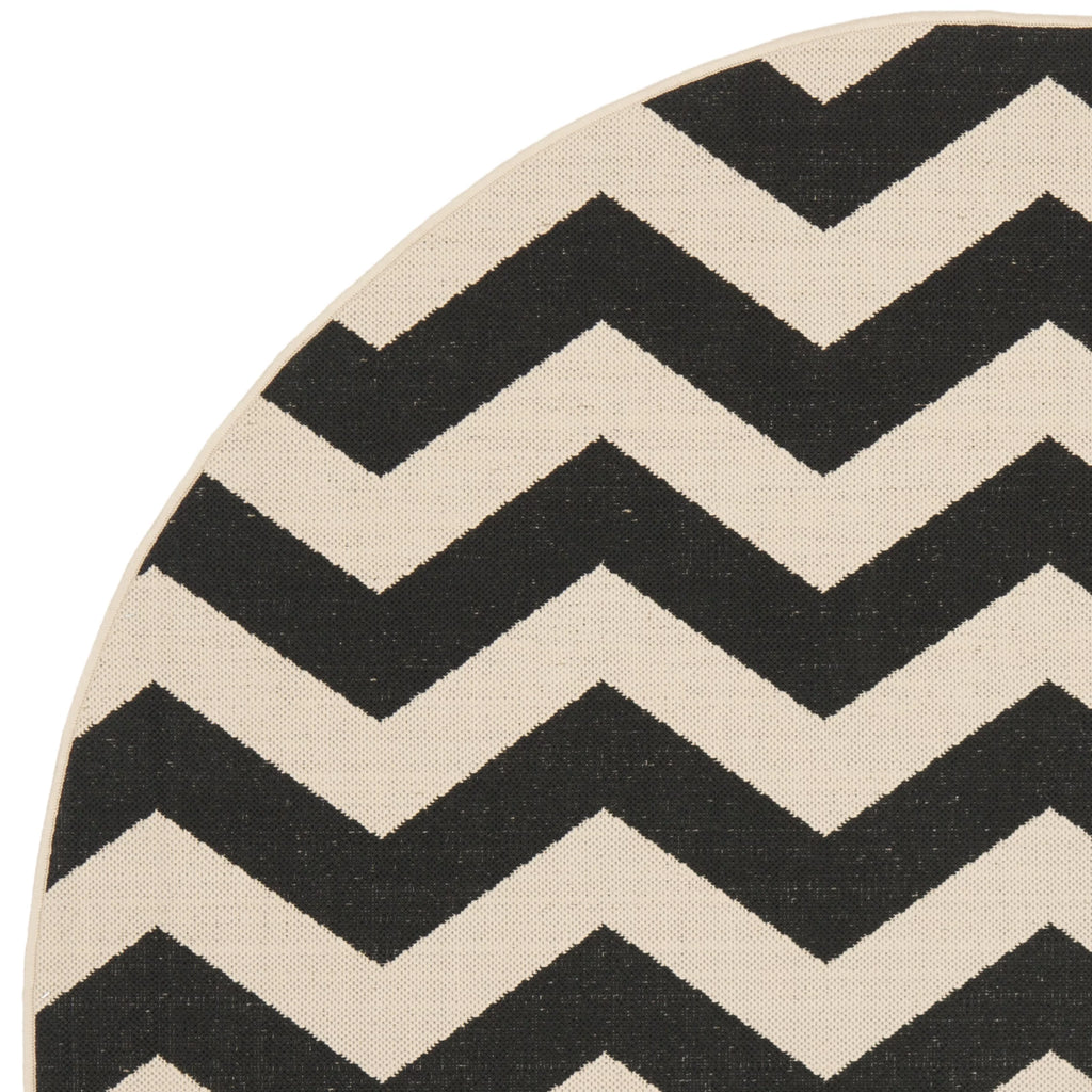 Black Beige Round Indoor/Outdoor Area Rug G995072