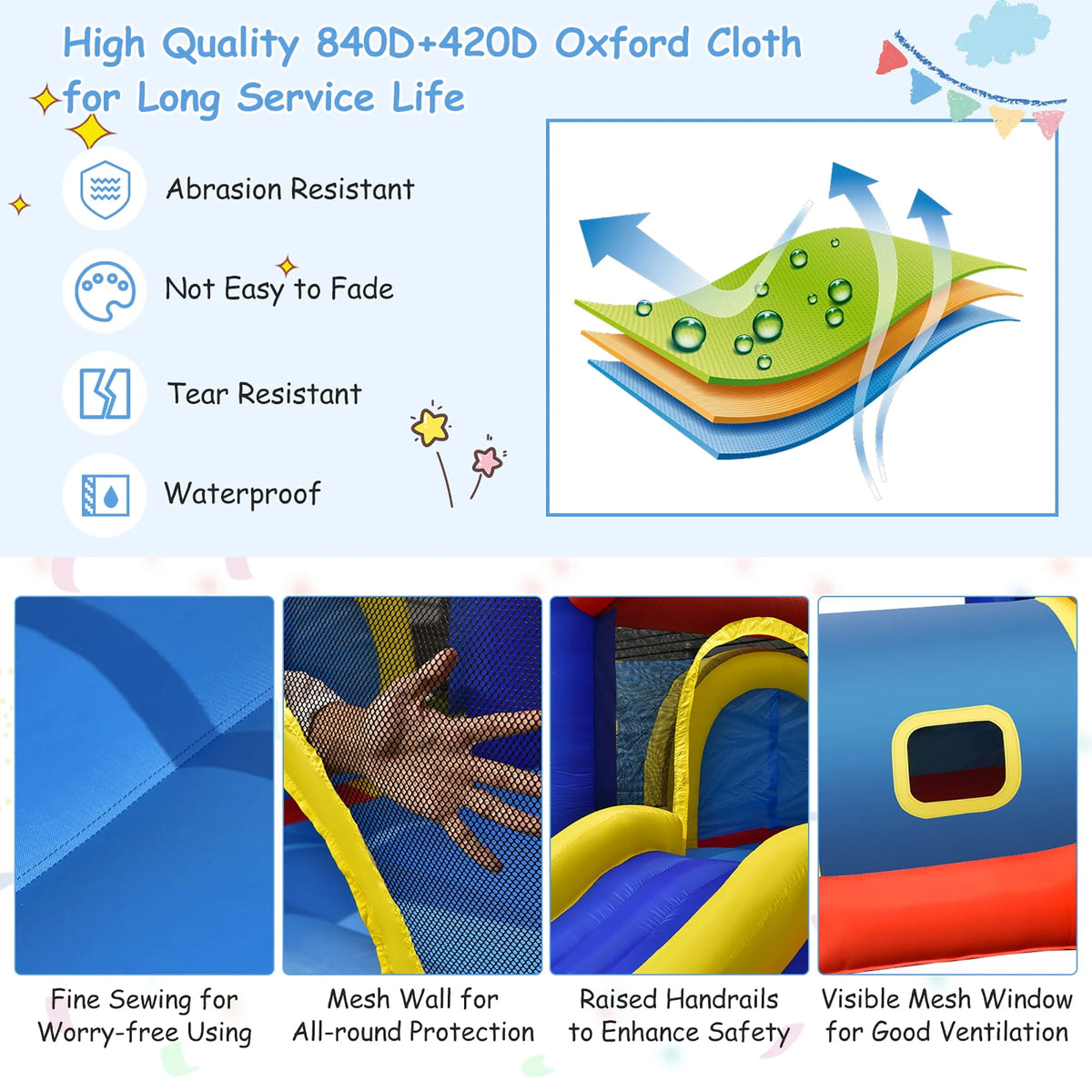 Inflatable Bounce House with Slide & Blower A30417