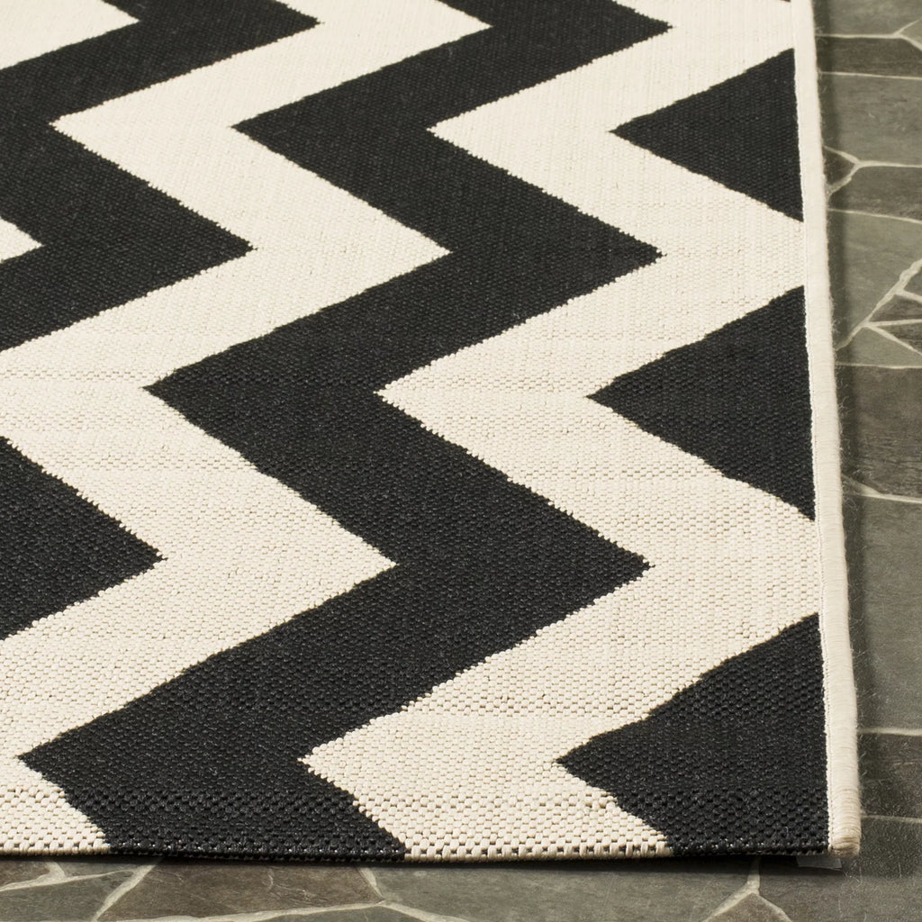 Black Beige Round Indoor/Outdoor Area Rug G995072