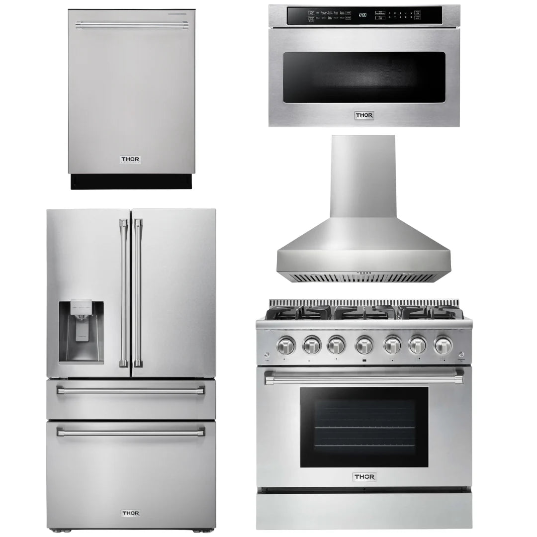 36 Gas Range, Hood, Microwave, Refrigerator, Dishwasher U15095