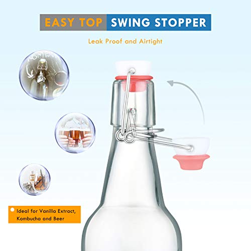 Clear Glass Beer Bottles with Swing Cap 16 oz Case of 6 D375